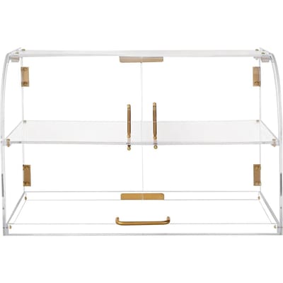 Bakkerij Vitrine, 2-Laags Commerciële Aanrecht Pastry Vitrine, Transparante Acryl Broodtrommel voor Keuken, Feest Taartkast met Magnetische Achterdeur