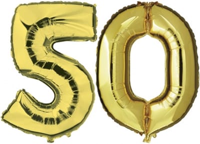 50 jaar verjaardag - Folie ballon cijfers - goud - 88 cm - versiering - feestarteikelen
