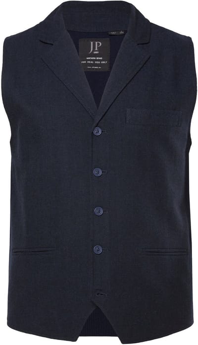 JP 1880 - Heren - Tweed vest FLEXNAMIC® wolkwaliteit gebreid achterpand - Navy blauw - Maat 6XL