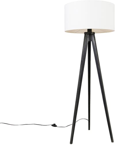 QAZQA tripod_classic - Moderne Tripod | driepoot vloerlamp | Staande Lamp - 1 lichts - H 136 cm - Wit - Woonkamer | Slaapkamer