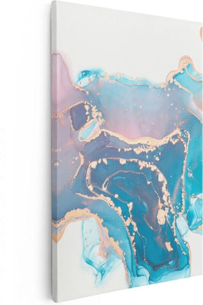 Artaza Canvas Schilderij Abstract Goud - 20x30 cm - Klein - Muurdecoratie Woonkamer - Wanddecoratie Marmer - Kamer Accessoires