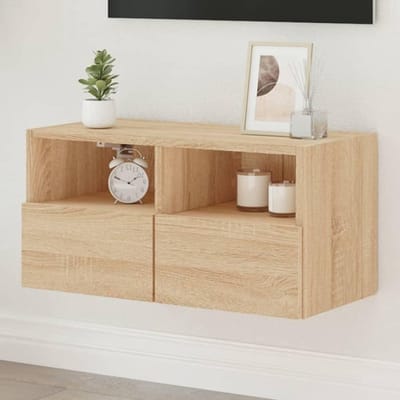 Zwevende TV Kast - Mediameubel Wandmontage - Woonkamer Opruimen - Veel Opbergruimte - 60x30x30 cm - Sonoma Eiken