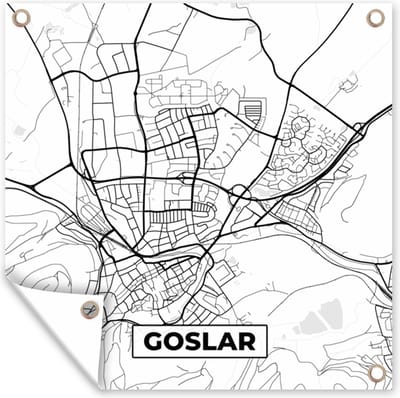 Tuin poster Plattegrond - Kaart - Goslar - Stadskaart - 200x200 cm - Tuindoek
