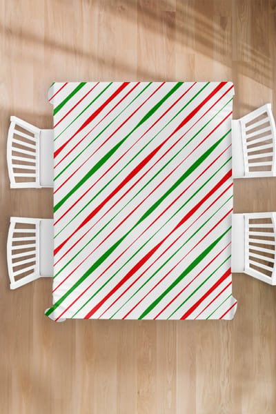 Kerst Tafelkleed - Kerstmis Decoratie - Tafellaken - Patronen - Kerst - Strepen - 150x200 cm - Kerstmis Versiering - Tafeldecoratie Kerstmis - Kerstdecoratie tafel - Tafelversiering