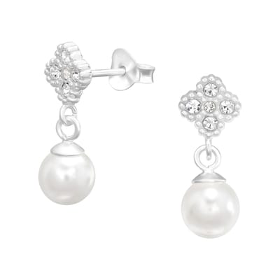 Montebello Oorbellen Bette - 925 Zilver E-Coating - Parel - 8x16mm