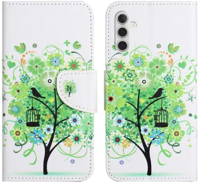 Hoesje Geschikt voor Samsung Galaxy A56 - Print Book Case met Pasjeshouder - Standaard - Magneet Sluiting - Bloemen Boom
