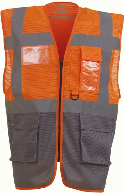 Yoko Top Cool -hoge zichtbaarheid vest YHVW820 - Hi Vis Orange / Grey - M