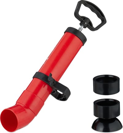 afvoer ontstopper met pomp - 2 opzetstukken - toilet - douche - gootsteenontstopper