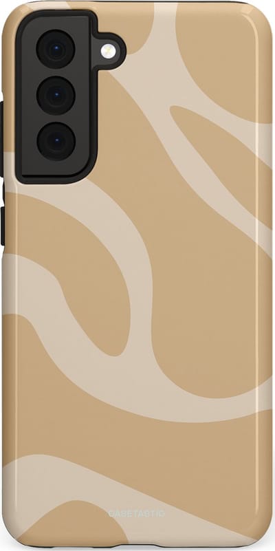 Casetastic hoesje geschikt voor Samsung Galaxy S21 FE 5G - Dubbellaagse bescherming - Aesthetic Beige Wave Clean Girl - Fashion Case - Beige