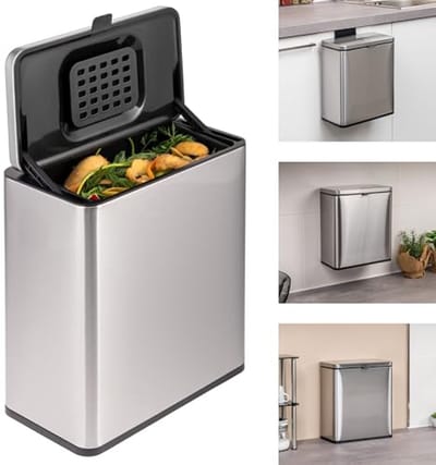 Biologische Afvalemmer 6 Liter met Geurfilter en Multifunctionele Montage