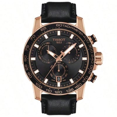 Supersport Chrono Basketbal Editie T125.617.36.081.00 Modieus Sportief Mannen Quartz Horloge met Lederen Band, Rond Zwart T125.617.36.051.00 zwart