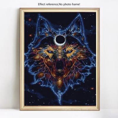 Peinture Diamant DIY Loup Affichage Complet Broderie Diamant Ronde Complète Image Mosaïque 20X30CM gray
