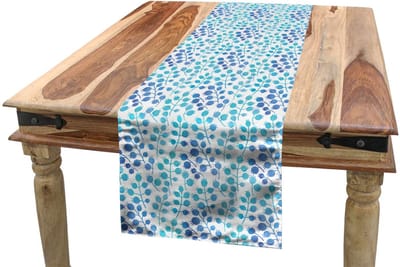 ABAKUHAUS bloemen-tafelloper – 40×180 cm – paars-blauw-turkoois