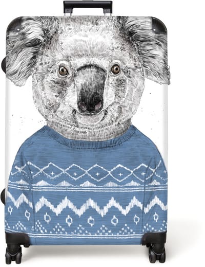 NoBoringSuitcases.com® - Koffer groot - Reiskoffer lichtgewicht - Koala - Trui - Winter - Blauw - Rolkoffer met 4 wielen - Grote trolley XL - 98 liter bagage