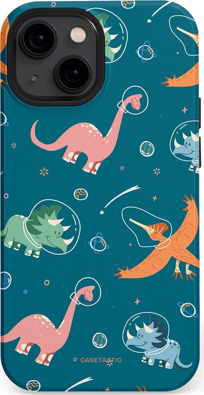 Casetastic hoesje geschikt voor Apple iPhone 13 mini - MagSafe - Dubbellaagse bescherming - Ruimte raptors - Fashion Case - Petrol Perzik