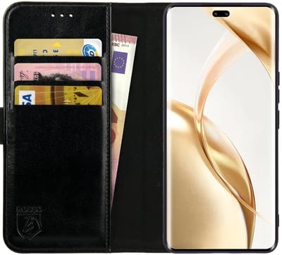 Rosso Element Geschikt voor Honor 200 | Wallet Book Case | Portemonnee Hoesje | 3 Pasjes | Magneetsluiting | Stand Functie | Zwart