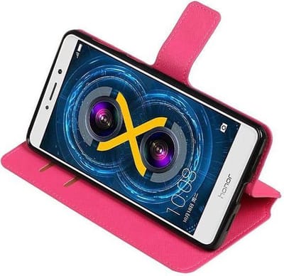 Cross Pattern TPU Bookstyle Wallet Case Hoesjes Geschikt voor Huawei Honor 6X Roze