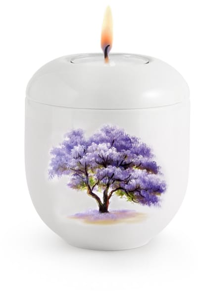 Mini urn Hoogglans wit Paulownia – met lichtje