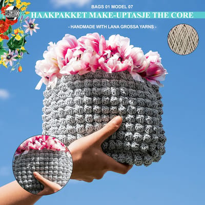 Haakpakket make-up tasje met The Core garen model 7 van Lana Grossa Bags 01 - greige