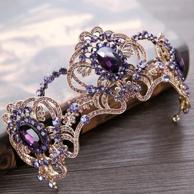 Nouveau couvre-chef de mariée européen et américain Couronne en cristal avec diamants d'eau violets Bandeau Couronne Accessoires de mariage Accessoire de cheveux Couronne gray