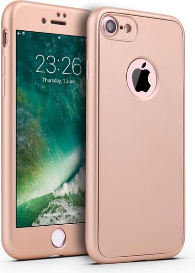 360-graden TPU Beschermhoesje Set voor iPhone 7 / 8 / SE 2020 / SE 2022 _ Goud