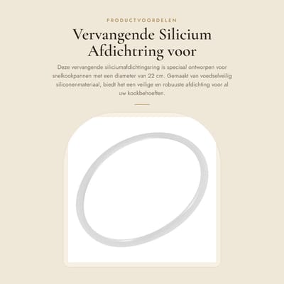 Dailygoods - Vervangende Silicium Afdichtring voor Snelkookpan Diameter 22 cm