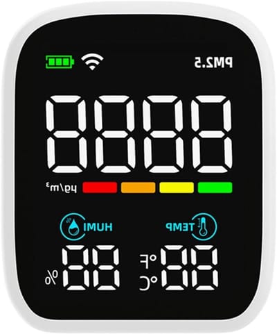 Luchtkwaliteitsmeter - Luchtmonitor Detector - Binnenmilieu Meten - 3-in-1 Meting - 70x84x35mm - Wit