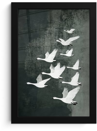 Poster in lijst - Fotolijst 20x30 cm - Posters - Vogel - Japandi - Groen - Posterlijst zwart - Decoratie - Wanddecoratie woonkamer - Muurdecoratie slaapkamer
