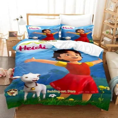 Maagd van de Alpen Beddengoedset Meisje Van, Alpen Heidi Beddengoedset, Grappige Heidi en Familie Cartoon Print Dekbedovertrek 135x200cm 2pcs