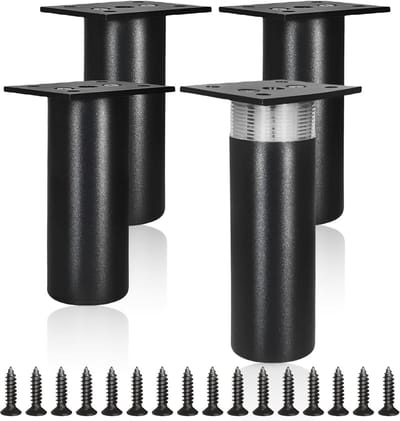 Set van 4 zwarte meubelpoten verstelbaar 10-12mm