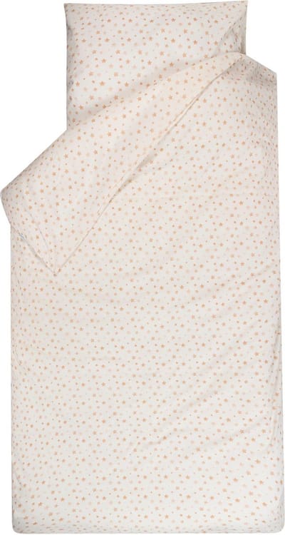 BINK Bedding Dekbedovertrek Sterre junior 120 x 150 cm - kussensloop 60 x 70 cm - sterren - allover - tweezijdig - oranje - terra - caramel - ecru - peuter - kleuter