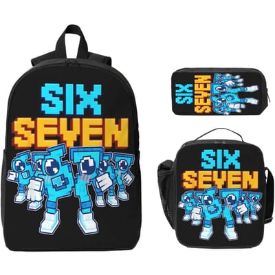 3 Stuks 67 Zes Zeven 6-7 Italiaans Breinrot Schooltassen Set voor Meisjes Jongens Etuis Rugzak Sets met Lunchbox Voor Dagrugzak blue