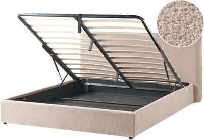 LAVAUR - Bed met opbergruimte - Taupe - 160 x 200 cm - Bouclé
