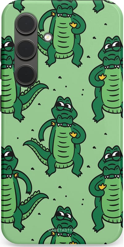 Casetastic hoesje geschikt voor Samsung Galaxy S24 - Dubbellaagse bescherming - Kroko dans - Fashion Case - Mintgroen