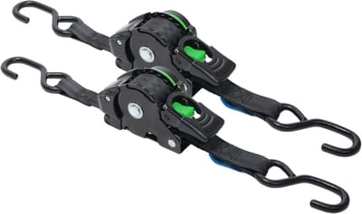 Set van 2 automatisch oprollende spanbanden met waterdichte behuizing - 300x2,5 cm - 600 kg - S-haken