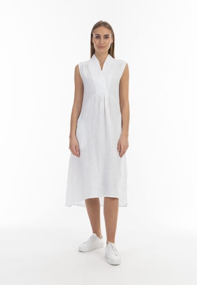 RISA Linnen midi-jurk Dames wit