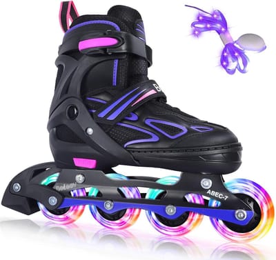 Verstelbare Kinderschaatsen met Lichtgevende LED-Wielen voor Meisjes en Jongens
