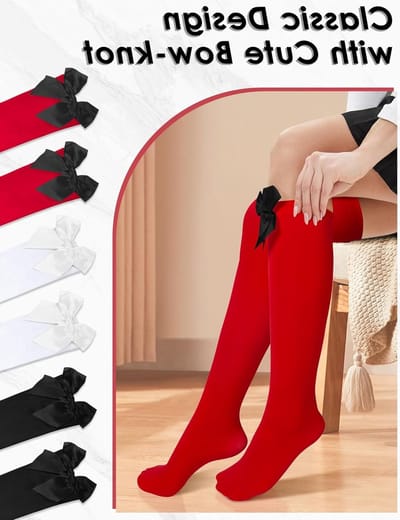 Dames lange sokken met strikjes - 2 paar halterloze kousen voor modebewuste vrouwen
