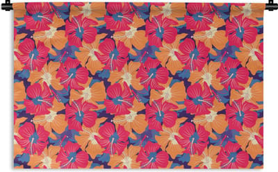 Wandkleed - Wanddoek - Zomer - Bloemen - Hawaii - Patronen - 180x120 cm - Wandtapijt