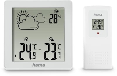 Weerstation met Sensor - Buitenthermometer Hygrometer - Weersvoorspelling Binnen Buiten - Draadloze Buitensensor 50m