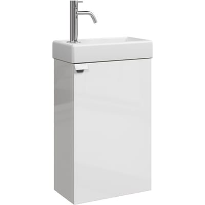 Badplaats Toiletmeubel Apollo 40 x 22 cm – Hoogglans Wit – Fonteinmeubel met Wastafel
