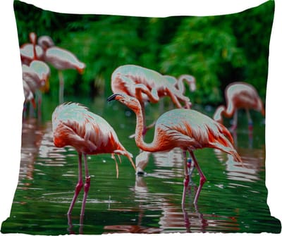 Tuinkussen - Flamingo - Tropisch - Vogel - Water - Roze - 40x40 cm - Weerbestendig