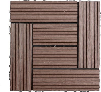 Vloertegels Buiten - Terrastegels Tuin - Decoratieve Vloer - In elkaar grijpend Systeem - 30x30 cm - Koffie
