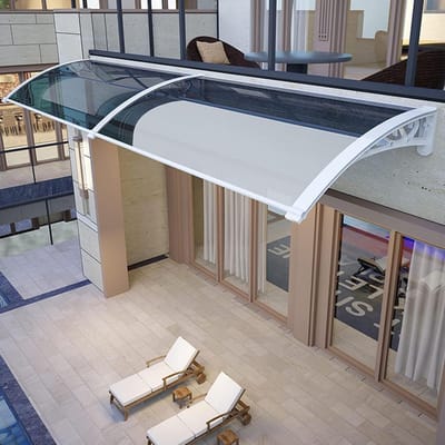 Deurluifel Polycarbonaat - Regenhoes Deur - Huis Beschermen - Transparant Gebogen - 100x240cm - Wit