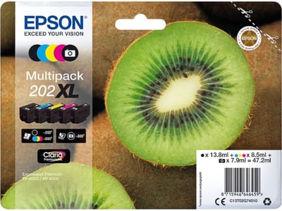 Epson Inktcartridge T02G7, 202XL Origineel Combipack Zwart, Foto zwart, Cyaan, Magenta, Geel C13T02G74010
