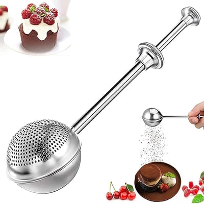 longziming -Handzeef - Handsieb - Keukenzeef - Eénhandige Bediening - Precisie Zeven En Bestuiven - Roestvrij Staal - Compact Ontwerp - Ergonomisch Comfort Voor Dagelijks Gebruik - 1 Stuk