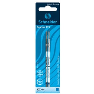 Schneider balpenvulling - Express 775 - penpunt M - blauw - 2 stuks op blister - S-77121