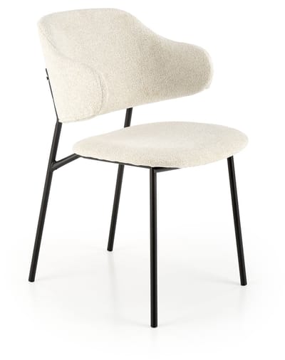 HALMAR K497 - Eetkamerstoel - Creme - Tapijt - Zwarte Stalen Constructie