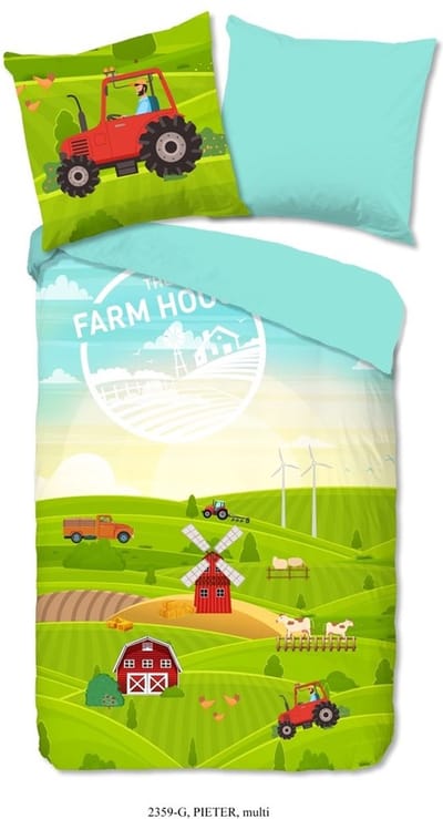 Good Morning Kinderdekbedovertrek "tractor op boederij" - Multi - (140x200/220 cm) - Katoen