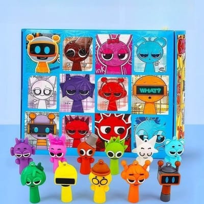 12 stuks/doos Mini Sprunki Actiefiguur Speelgoed Punch and Win Blind Box Film Sprunki Wenda Model Poppen Figuurtjes Fans Kinderen Leuke Cadeaus blue